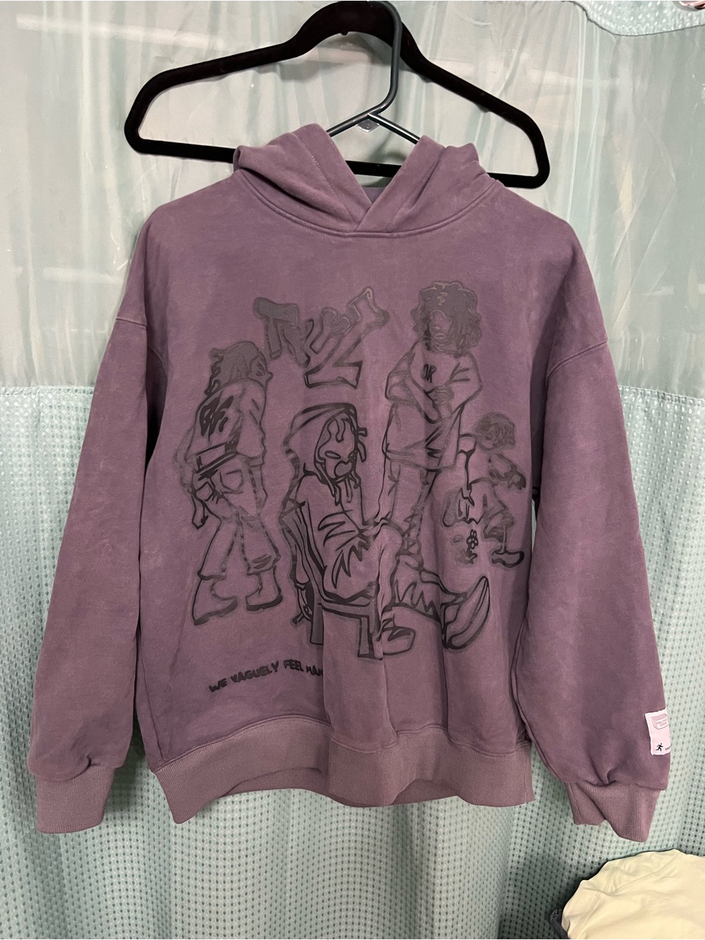 🔥 Aelfric Eden We Vaguely Feel Man Graphic Washed Hoodie Streetwear L